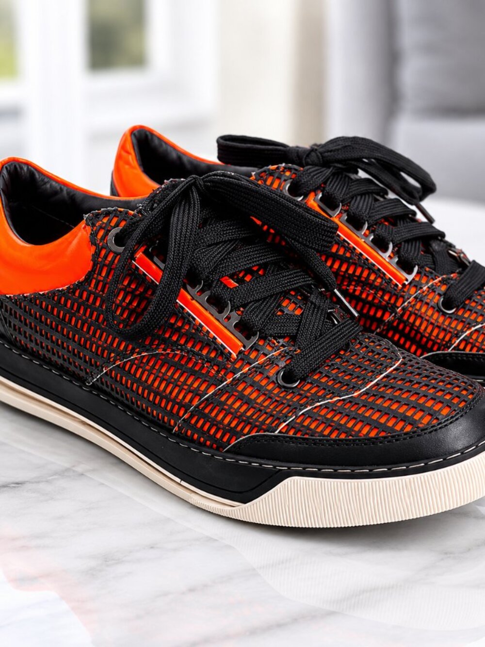 Lanvin Black and Orange Men's Sneakers